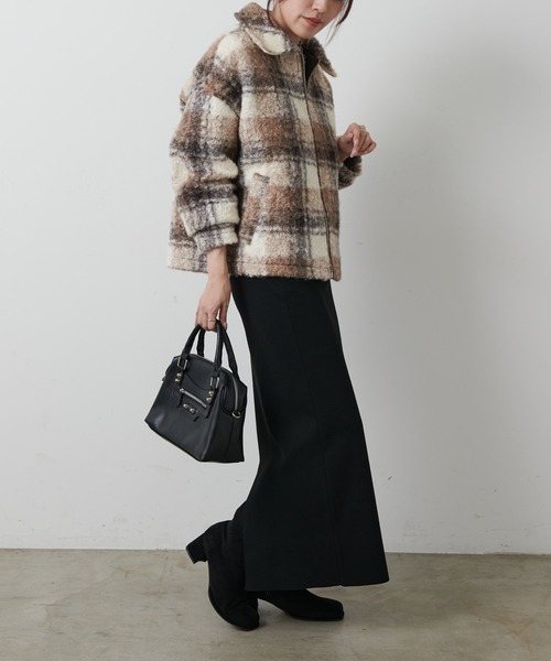 COLONY 2139（コロニートゥーワンスリーナイン）の「フェイクリングウールチェックZIPブルゾン（ブルゾン・レディース・モカ/ネイビー/ブラック・FREE）」の8枚目の写真