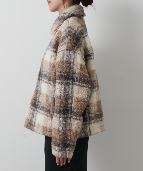 COLONY 2139（コロニートゥーワンスリーナイン）の「フェイクリングウールチェックZIPブルゾン（ブルゾン・レディース・モカ/ネイビー/ブラック・FREE）」の10枚目の写真