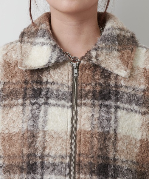 COLONY 2139（コロニートゥーワンスリーナイン）の「フェイクリングウールチェックZIPブルゾン（ブルゾン・レディース・モカ/ネイビー/ブラック・FREE）」の12枚目の写真