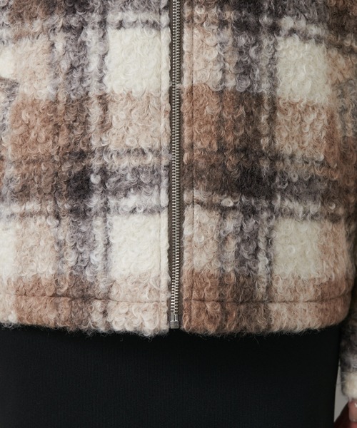 COLONY 2139（コロニートゥーワンスリーナイン）の「フェイクリングウールチェックZIPブルゾン（ブルゾン・レディース・モカ/ネイビー/ブラック・FREE）」の5枚目の写真