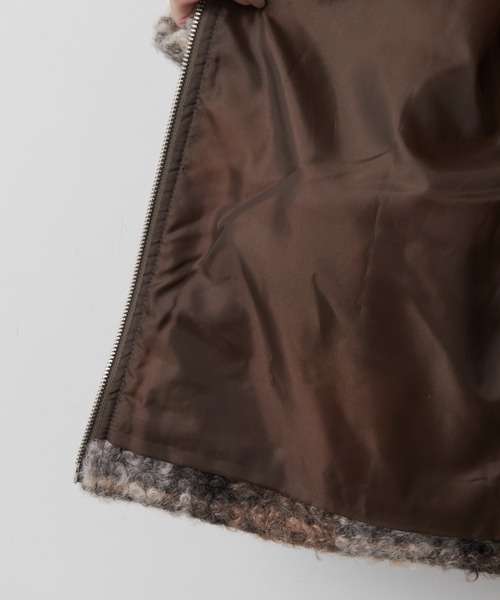 COLONY 2139（コロニートゥーワンスリーナイン）の「フェイクリングウールチェックZIPブルゾン（ブルゾン・レディース・モカ/ネイビー/ブラック・FREE）」の6枚目の写真