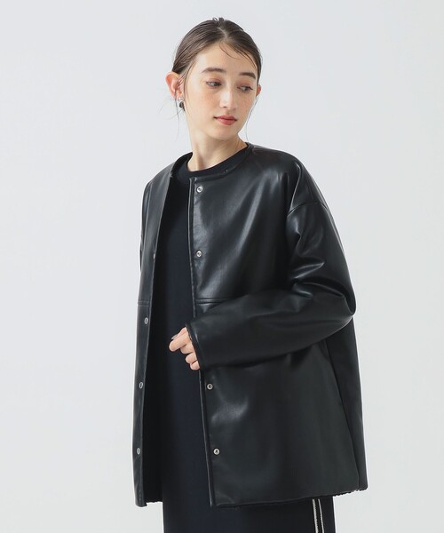 B:MING by BEAMS(ビーミングバイビームス)の「フェイク レザー × ボア リバーシブル ブルゾン(ブルゾン・レディース・ブラック/ブラウン・SMALL/MEDIUM)」の1枚目の写真