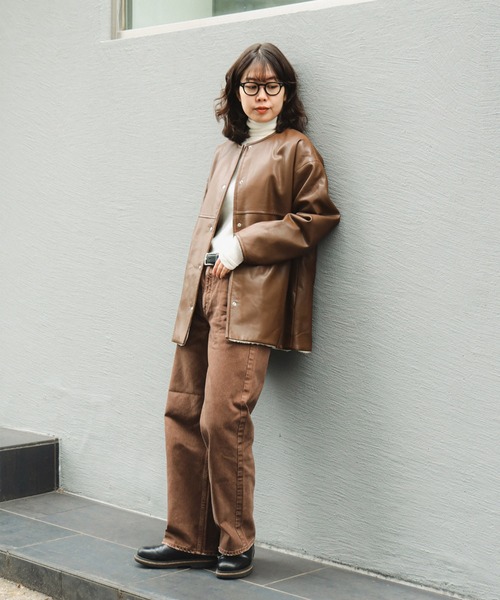 B:MING by BEAMS(ビーミングバイビームス)の「フェイク レザー × ボア リバーシブル ブルゾン(ブルゾン・レディース・ブラック/ブラウン・SMALL/MEDIUM)」の5枚目の写真