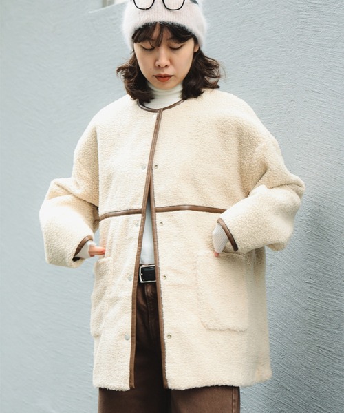 B:MING by BEAMS(ビーミングバイビームス)の「フェイク レザー × ボア リバーシブル ブルゾン(ブルゾン・レディース・ブラック/ブラウン・SMALL/MEDIUM)」の9枚目の写真