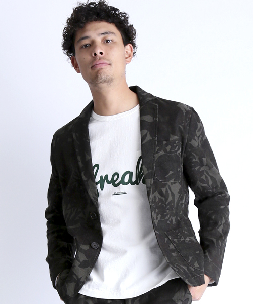 Denime(ドゥニーム)の「綿麻アロハテーラードJKT(テーラードジャケット・メンズ・カーキ/ネイビー・X-LARGE/LARGE/MEDIUM)」の1枚目の写真