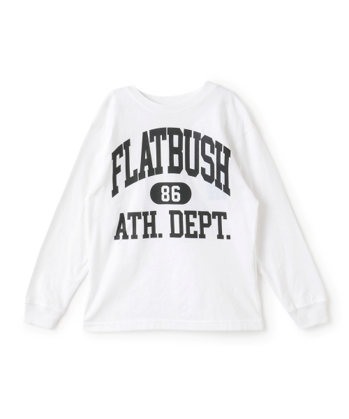 GLAZOS（グラソス）の「【SKIT0LY】【プチプラ】フロントカレッジロゴ長袖Tシャツ（Tシャツ/カットソー・キッズ・イエロー/ブラック/ブルー/ブラウン/ホワイト/グリーン/ネイビー/オレンジ・130cm/110cm/100cm/140cm/120cm）」の2枚目の写真