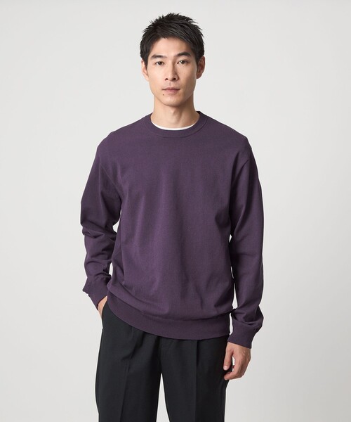 green label relaxing（グリーンレーベルリラクシング）の「コットン ポリエステル クルーネック ニット（ニット/セーター・メンズ・パープル/グレー系/ダークグレー・XL/L/M/S）」の3枚目の写真