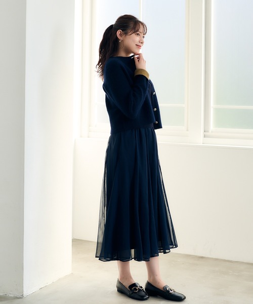 12Twelve Agenda(トゥエルブ アジェンダ)の「ラクーン混袖口配色ニットジャケット(カーディガン/ボレロ・レディース・ネイビー/ピンク/アイボリー・M)」の16枚目の写真