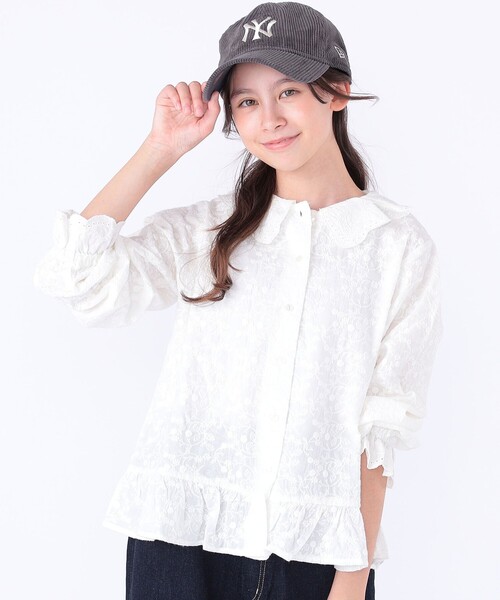 SHIPS(シップス)の「SHIPS KIDS:140~150cm /刺繍 フリルカラー ブラウス(シャツ/ブラウス・キッズ・ライトブルー/ナチュラル・140/150)」の2枚目の写真
