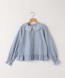 SHIPS KIDS:140~150cm /刺繍 フリルカラー ブラウス