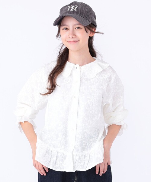 SHIPS(シップス)の「SHIPS KIDS:140~150cm /刺繍 フリルカラー ブラウス(シャツ/ブラウス・キッズ・ライトブルー/ナチュラル・140/150)」の4枚目の写真