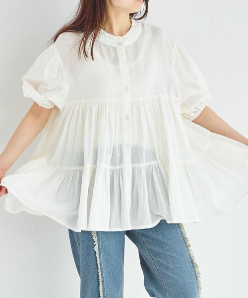 pairmanon(ペアマノン)の「【リンクコーデ】【ママサイズ】インド コットンボイル ブラウス(シャツ/ブラウス・レディース・ブラック/アイボリー・FREE)」の1枚目の写真