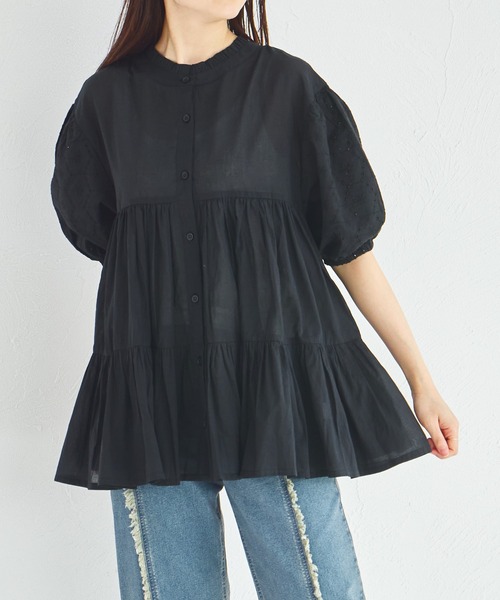 pairmanon(ペアマノン)の「【リンクコーデ】【ママサイズ】インド コットンボイル ブラウス(シャツ/ブラウス・レディース・ブラック/アイボリー・FREE)」の2枚目の写真