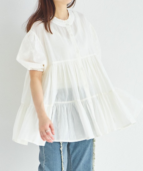 pairmanon(ペアマノン)の「【リンクコーデ】【ママサイズ】インド コットンボイル ブラウス(シャツ/ブラウス・レディース・ブラック/アイボリー・FREE)」の3枚目の写真