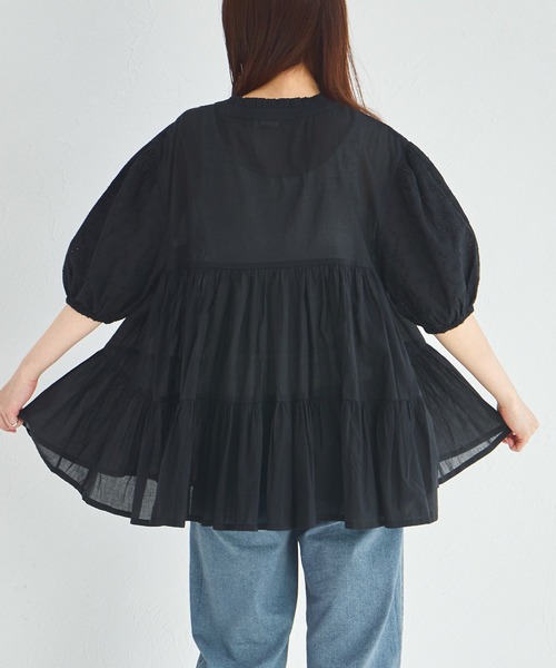 pairmanon(ペアマノン)の「【リンクコーデ】【ママサイズ】インド コットンボイル ブラウス(シャツ/ブラウス・レディース・ブラック/アイボリー・FREE)」の6枚目の写真