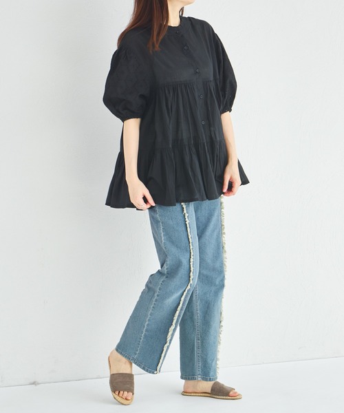 pairmanon(ペアマノン)の「【リンクコーデ】【ママサイズ】インド コットンボイル ブラウス(シャツ/ブラウス・レディース・ブラック/アイボリー・FREE)」の8枚目の写真