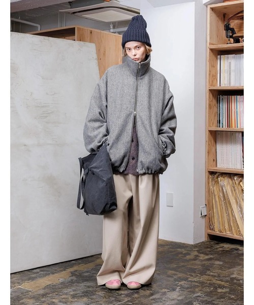 VOAAOV（ヴォアーブ）の「【VOAAOV】 WOOL LINEN HERRING BONE Blouson（ブルゾン・メンズ・グレー/ブラック/ネイビー・1/2/0）」の6枚目の写真