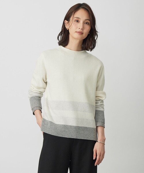 J.PRESS Ladies(J.プレス レディス)の「CAT ブロッキング ニット(ニット/セーター・レディース・シルバー系1/サックスブルー系1/イエロー系1/ピンク系1・SMALL)」の4枚目の写真