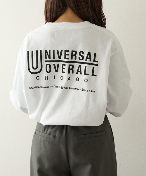 UNIVERSAL OVERALL(ユニバーサルオーバーオール)の「【UNIVERSAL OVERALL】UOBACKLOGO L/S TEE U2533210-E(Tシャツ/カットソー・レディース・ブラック/チャコールグレー/ホワイト/オートミール・M/S/XL/L)」の1枚目の写真