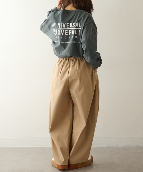 UNIVERSAL OVERALL(ユニバーサルオーバーオール)の「【UNIVERSAL OVERALL】UOBACKLOGO L/S TEE U2533210-E(Tシャツ/カットソー・レディース・ブラック/チャコールグレー/ホワイト/オートミール・M/S/XL/L)」の9枚目の写真