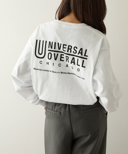 UNIVERSAL OVERALL(ユニバーサルオーバーオール)の「【UNIVERSAL OVERALL】UOBACKLOGO L/S TEE U2533210-E(Tシャツ/カットソー・レディース・ブラック/チャコールグレー/ホワイト/オートミール・M/S/XL/L)」の12枚目の写真