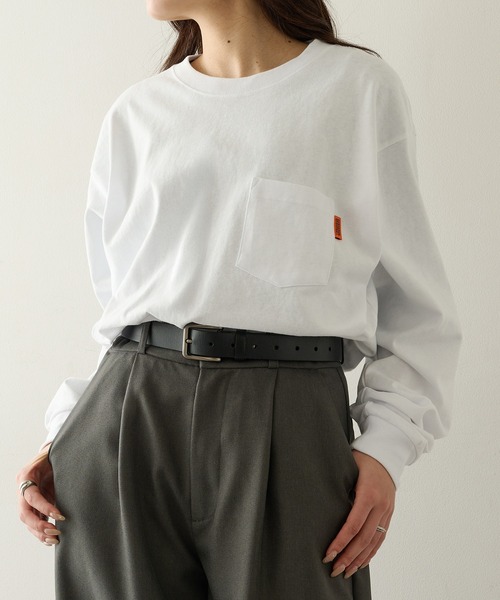 UNIVERSAL OVERALL(ユニバーサルオーバーオール)の「【UNIVERSAL OVERALL】UOBACKLOGO L/S TEE U2533210-E(Tシャツ/カットソー・レディース・ブラック/チャコールグレー/ホワイト/オートミール・M/S/XL/L)」の11枚目の写真