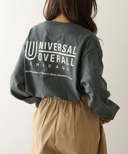 UNIVERSAL OVERALL(ユニバーサルオーバーオール)の「【UNIVERSAL OVERALL】UOBACKLOGO L/S TEE U2533210-E(Tシャツ/カットソー・レディース・ブラック/チャコールグレー/ホワイト/オートミール・M/S/XL/L)」の6枚目の写真