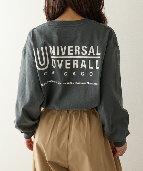 UNIVERSAL OVERALL(ユニバーサルオーバーオール)の「【UNIVERSAL OVERALL】UOBACKLOGO L/S TEE U2533210-E(Tシャツ/カットソー・レディース・ブラック/チャコールグレー/ホワイト/オートミール・M/S/XL/L)」の7枚目の写真