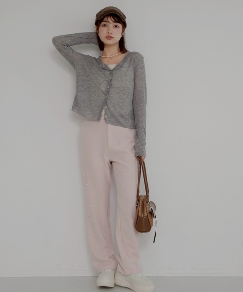 JUMELLE（ジュメロ）の「【洗濯可】pearl straight slacks（スラックス・レディース・グレー/ピンク・SMALL）」の2枚目の写真