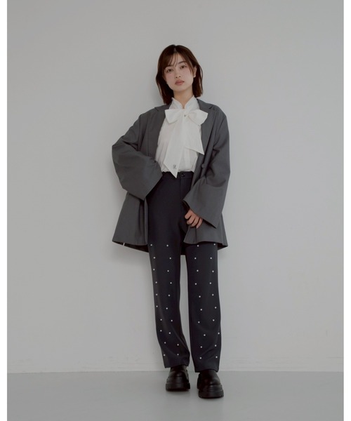 JUMELLE（ジュメロ）の「【洗濯可】pearl straight slacks（スラックス・レディース・グレー/ピンク・SMALL）」の3枚目の写真