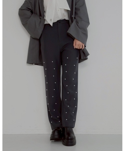 JUMELLE（ジュメロ）の「【洗濯可】pearl straight slacks（スラックス・レディース・グレー/ピンク・SMALL）」の4枚目の写真