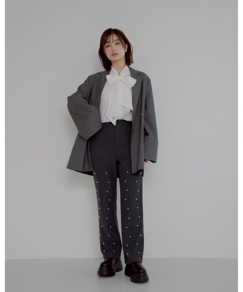 JUMELLE（ジュメロ）の「【洗濯可】pearl straight slacks（スラックス・レディース・グレー/ピンク・SMALL）」の10枚目の写真