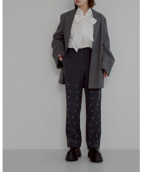 JUMELLE（ジュメロ）の「【洗濯可】pearl straight slacks（スラックス・レディース・グレー/ピンク・SMALL）」の12枚目の写真