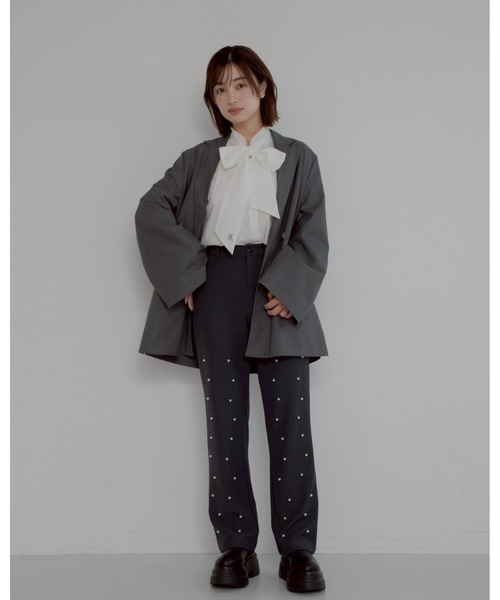 JUMELLE（ジュメロ）の「【洗濯可】pearl straight slacks（スラックス・レディース・グレー/ピンク・SMALL）」の13枚目の写真