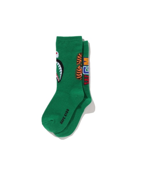 A BATHING APE（アベイシングエイプ）の「SHARK SOCKS（ソックス/靴下・キッズ・ブラック/ピンク/グリーン/イエロー・SMALL/MEDIUM/LARGE）」の3枚目の写真