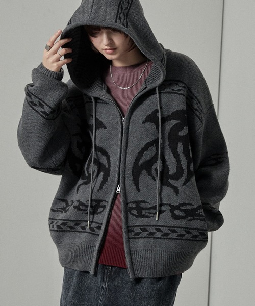 BLOKE パーカー セール】【Alfred Alex】トライバル ローゲージ オーバーサイズ ジップ