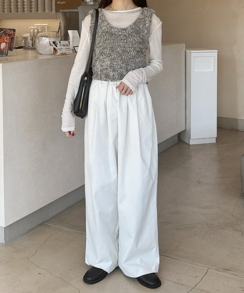 LE MORE（リモア）の「ミックスニットビスチェ（ベスト・レディース・ブラウン/グレー・FREE）」の5枚目の写真