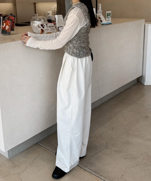 LE MORE（リモア）の「ミックスニットビスチェ（ベスト・レディース・ブラウン/グレー・FREE）」の6枚目の写真