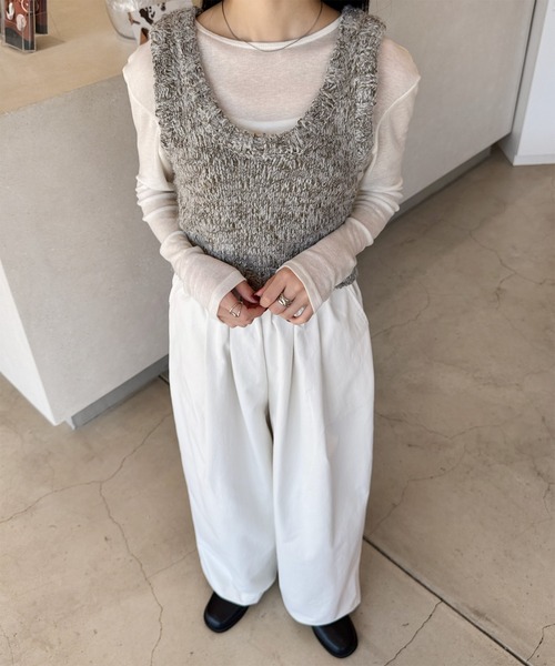 LE MORE（リモア）の「ミックスニットビスチェ（ベスト・レディース・ブラウン/グレー・FREE）」の10枚目の写真