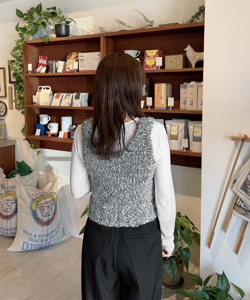 LE MORE（リモア）の「ミックスニットビスチェ（ベスト・レディース・ブラウン/グレー・FREE）」の18枚目の写真