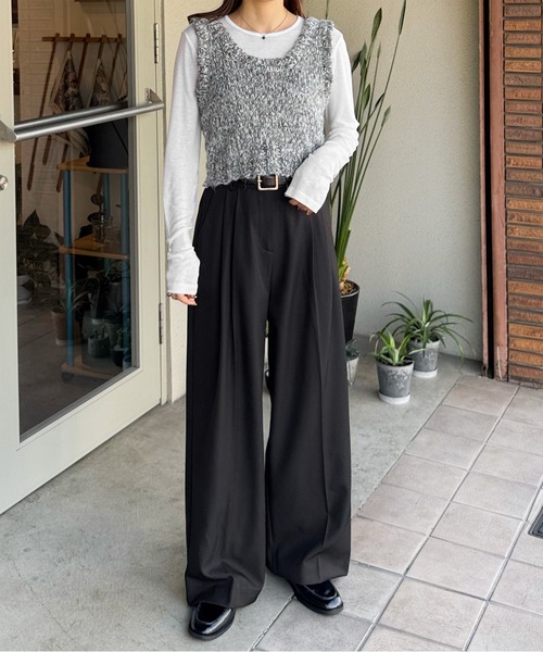 LE MORE（リモア）の「ミックスニットビスチェ（ベスト・レディース・ブラウン/グレー・FREE）」の19枚目の写真