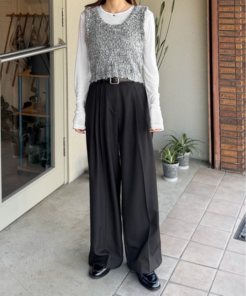 LE MORE（リモア）の「ミックスニットビスチェ（ベスト・レディース・ブラウン/グレー・FREE）」の20枚目の写真