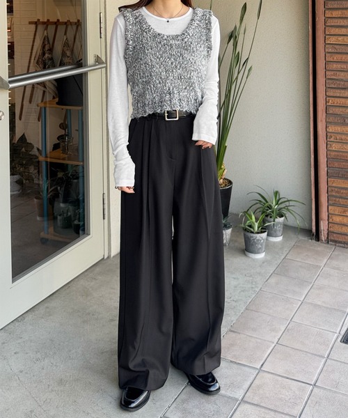 LE MORE（リモア）の「ミックスニットビスチェ（ベスト・レディース・ブラウン/グレー・FREE）」の15枚目の写真