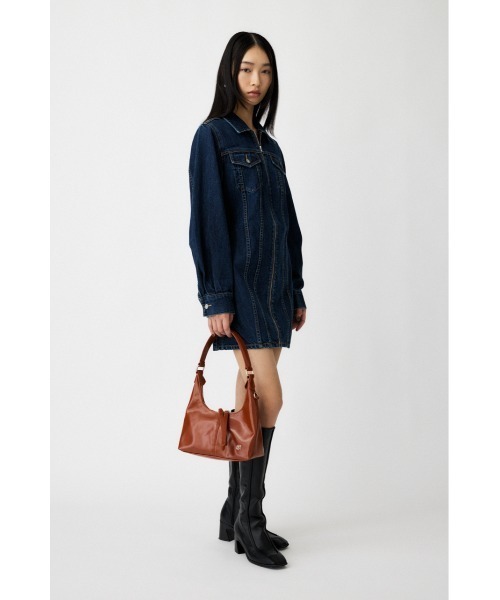 MOUSSY(マウジー)の「ZIP UP DENIM ミニドレス(ワンピース・レディース・ブルー・1/2)」の4枚目の写真