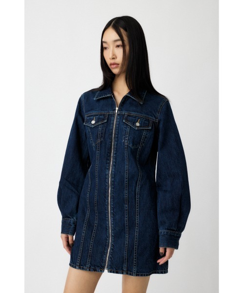 MOUSSY(マウジー)の「ZIP UP DENIM ミニドレス(ワンピース・レディース・ブルー・1/2)」の5枚目の写真