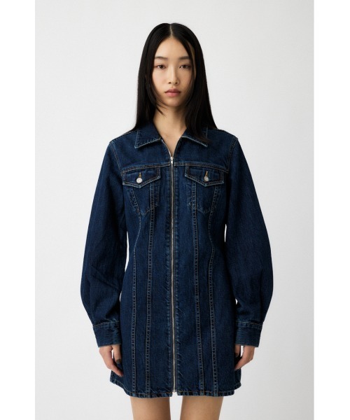 MOUSSY(マウジー)の「ZIP UP DENIM ミニドレス(ワンピース・レディース・ブルー・1/2)」の6枚目の写真