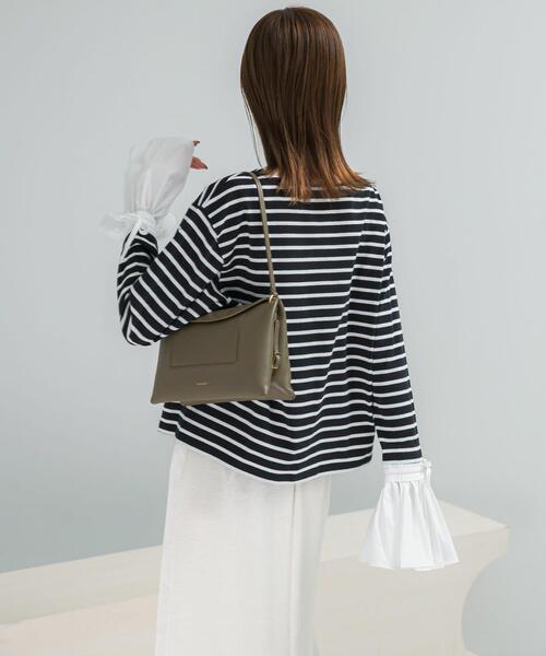 URBAN RESEARCH ROSSO WOMEN（アーバンリサーチ　ロッソ）の「Mewl　シャツスリーブボーダーTOPS（Tシャツ/カットソー・レディース・ブラック/オフホワイト・FREE）」の7枚目の写真