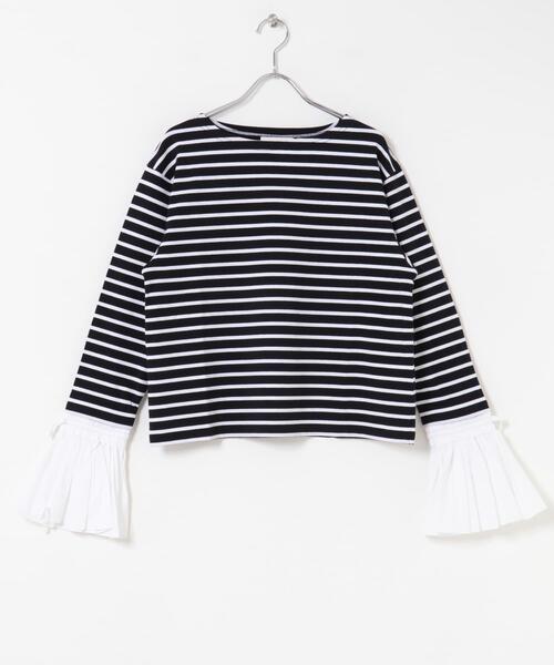 セール】Mewl シャツスリーブボーダーTOPS（Tシャツ/カットソー