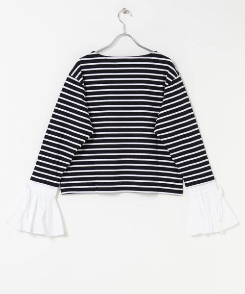 URBAN RESEARCH ROSSO WOMEN（アーバンリサーチ　ロッソ）の「Mewl　シャツスリーブボーダーTOPS（Tシャツ/カットソー・レディース・ブラック/オフホワイト・FREE）」の13枚目の写真