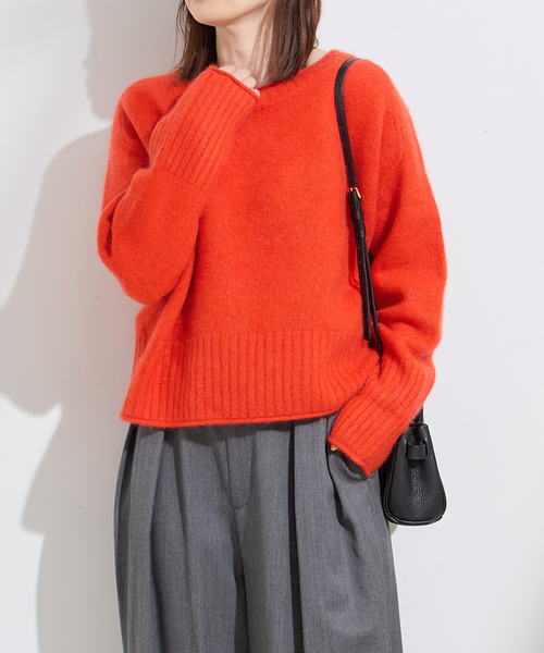 journal standard L'essage（ジャーナルスタンダードレサージュ）の「ヤククルーネックプルオーバー（ニット/セーター・レディース・チャコールグレー/ライトブルー/オレンジ・FREE）」の3枚目の写真